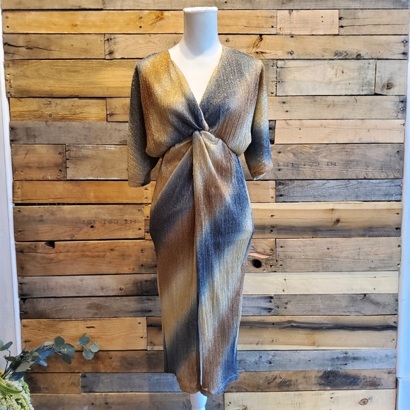 Lush Dresses & Skirts - Luch Metallic Twist Knot Midi Dress
